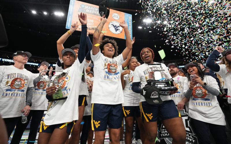 The West Virginia Mountaineers compete against the TCU Horned Frogs during the Phillips 66 Big 12 Women’s Basketball Championship at the T-Mobile Center in Kansas City, Missouri on March 8, 2026.

(Denny MedleyBig 12 Conference)